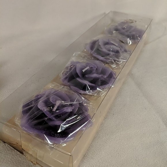 Purple Gold Floral Floating Candles Flowers Roses Tealights 4 sets 17 Candles - Picture 6 of 10